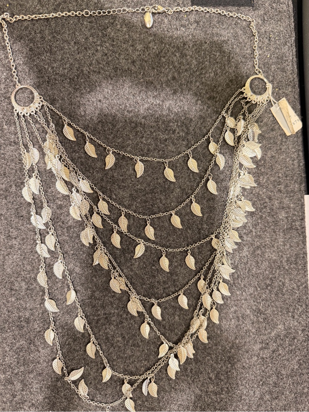 Guess Multi-Layer Silver Leaf Cascade Necklace
